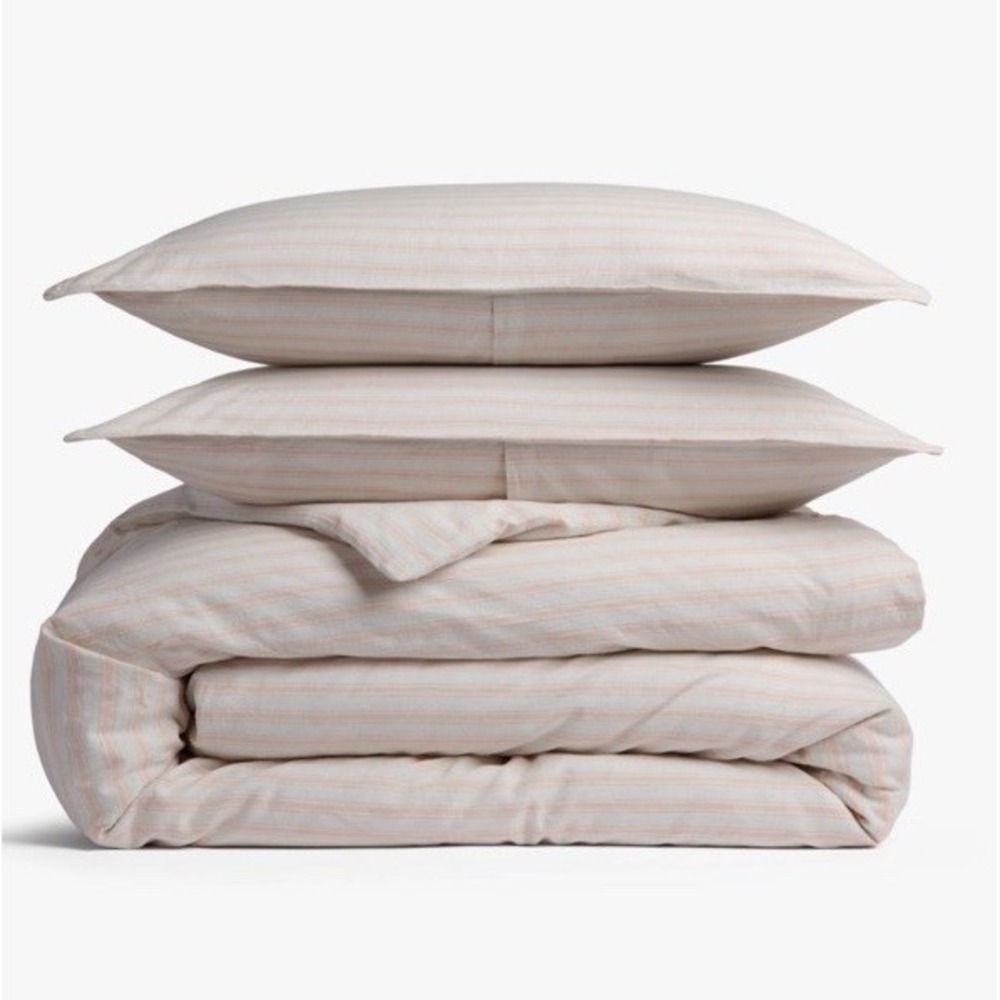 Relaxed Linen Stripe Duvet Cover & Sham Set - Parachute Size Full / Queen Pecan